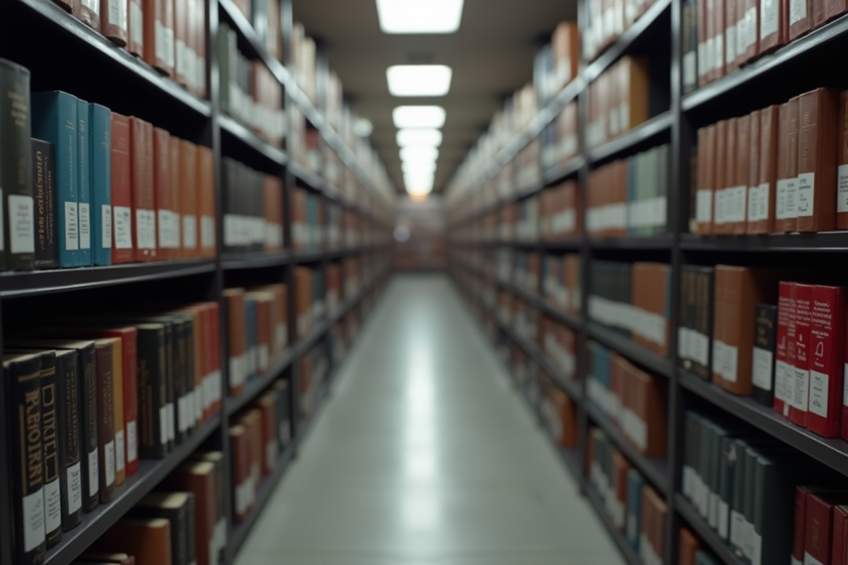 Bibliotheque avec livres étiquetés mots clés longue traine