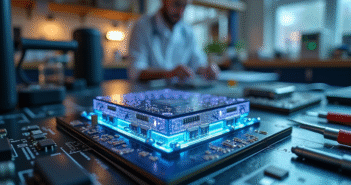 Capteur : découvrir la cinquième catégorie de capteur idéale Capteur digital futuriste sur un plan de travail avec circuits