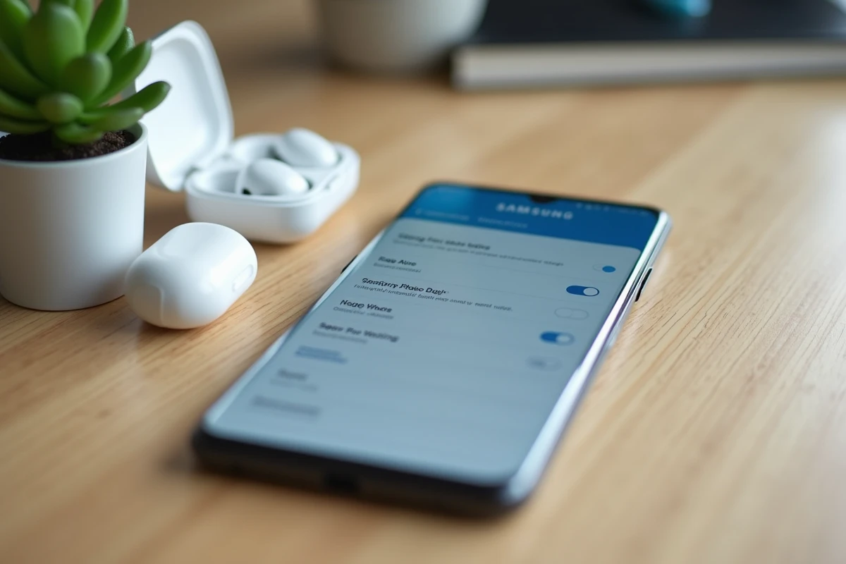 Écran de smartphone Samsung Galaxy affichant les réglages de sauvegarde automatique des photos sur Samsung Cloud
