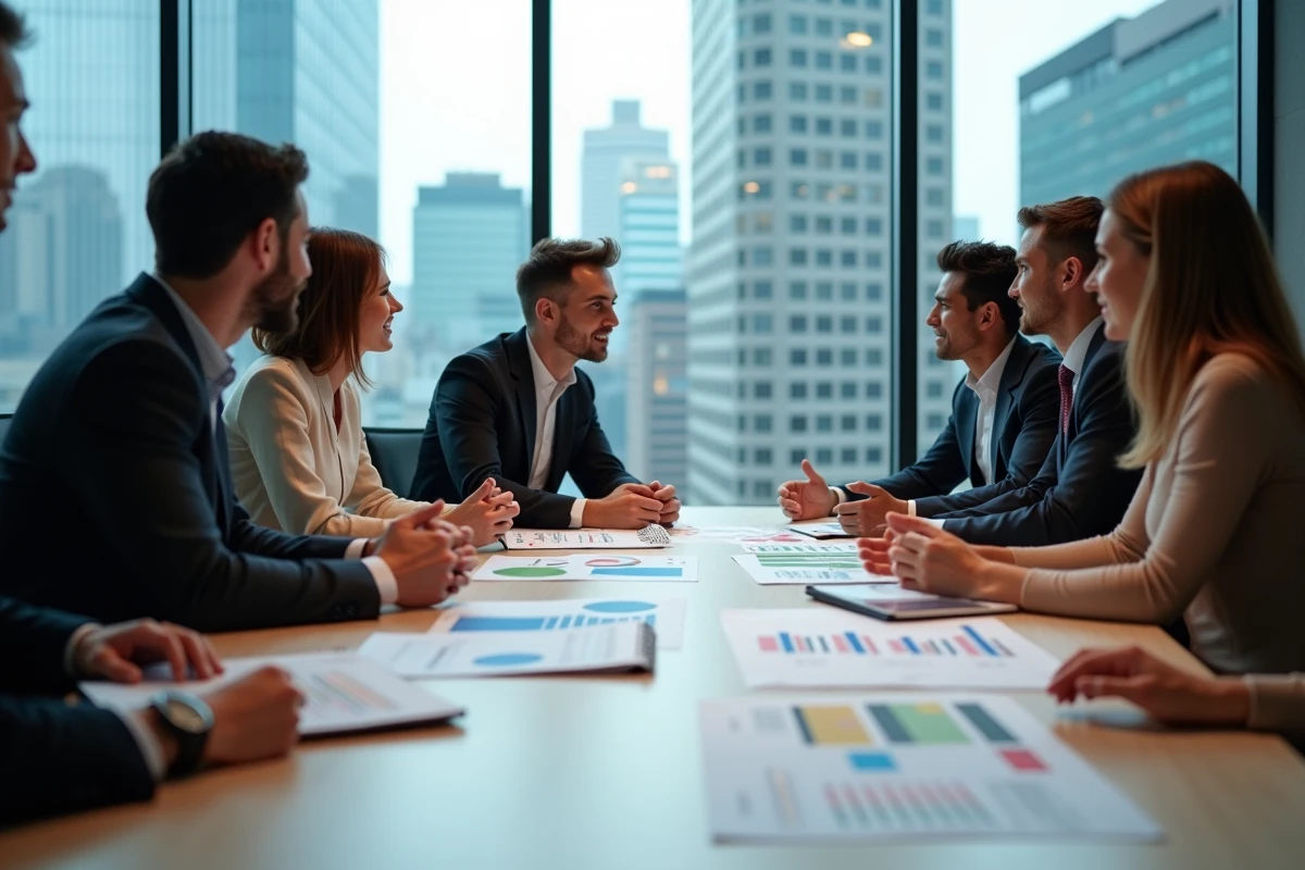 Groupe de jeunes professionnels en réunion de travail