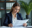 Femme professionnelle vérifiant une checklist GDPR au bureau