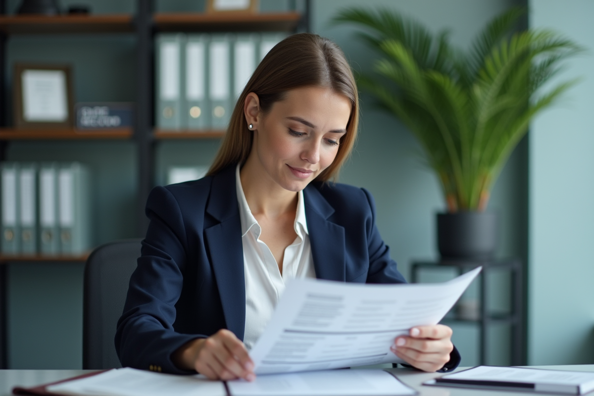 Femme professionnelle vérifiant une checklist GDPR au bureau