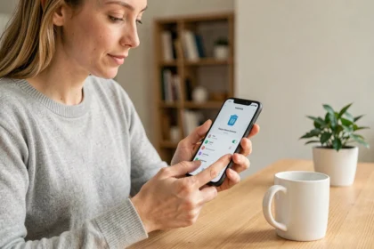 Femme vidant la corbeille de son téléphone Samsung avant une revente sécurisée