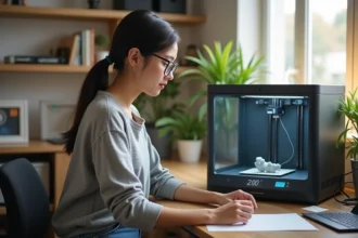 Imprimante 3D en action avec des objets en cours de création