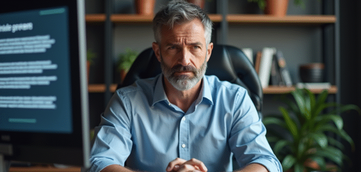 Mises à jour informatiques : les conséquences à éviter absolument Homme d'affaires concerné par une erreur d'ordinateur