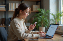 Jeune femme utilisant son smartphone pour une vérification