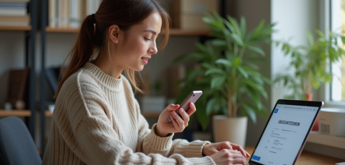 Jeune femme utilisant son smartphone pour une vérification