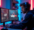 Joueur esport concentré devant un setup gaming Valorant VAN 79