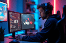 Joueur esport concentré devant un setup gaming Valorant VAN 79
