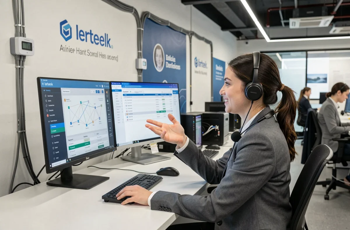 Professionnelle de Loxys gérant des services numériques et de dépannage informatique depuis un bureau moderne