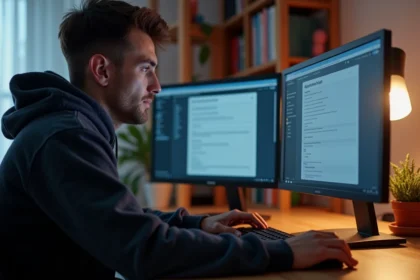 Jeune homme configurant une whitelist sur un serveur Discord depuis son bureau à domicile
